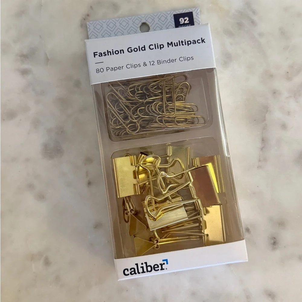 Gold Paper Clip and Binder Clip Set